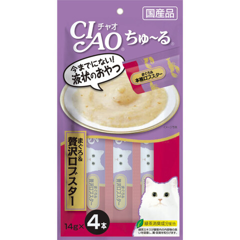 INABA Ciao Churu пюре для кошек Тунец и королевский лобстер 14 г