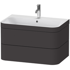 DURAVIT HAPPY D.2 PLUS Комплект мебели 775х490х468 мм, 2 ящ, с 1 отв для смес, в компл.с сиф и донным клап, раковина bi-color, цвет Графит супермат HP4637O8080 фото