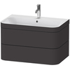 DURAVIT HAPPY D.2 PLUS Комплект мебели 775х490х468 мм, 2 ящ, с 1 отв для смес, в компл.с сиф и донным клап, раковина bi-color, цвет Графит супермат HP4637O8080