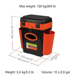 Ящик для зимней рыбалки Helios FishBox двухсекционный 10л оранжевый