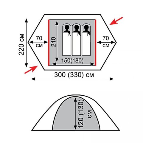 Картинка палатка туристическая Tramp TRT-28 серый - 2