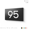 Табличка с номером 95 на дверь квартиры, для офиса, кабинета, аудитории, склада, черная 120х70 мм, Айдентика Технолоджи