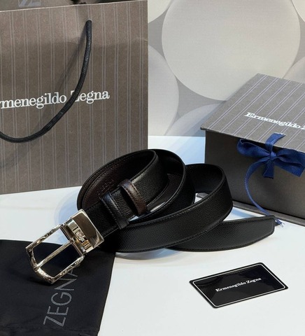 Двусторонний мужской ремень ZEGNA, 3,5 мм, чёрный