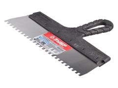 ЗУБР 300 мм, зуб 6 х 6 мм, зубчатый пластиковая ручка, нержавеющий, фасадный шпатель (10078-30-06)