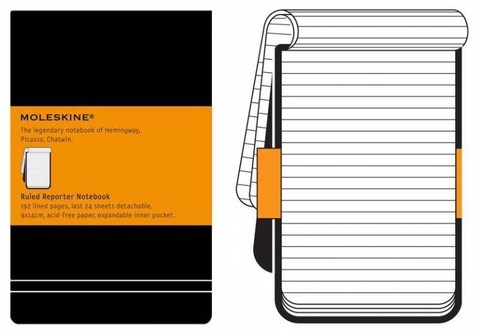 Блокнот Moleskine Reporter, цвет черный, в линейку