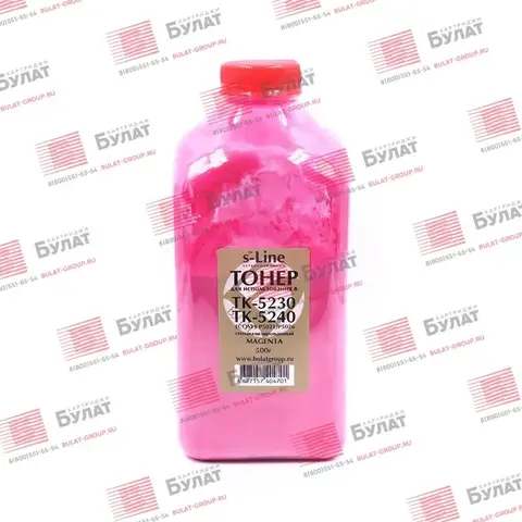 Тонер БУЛАТ s-Line TK-5230, TK-5240 для Kyocera ECOSYS P5021, ECOSYS P5026 (Пурпурный, банка 500 г), специализированный
