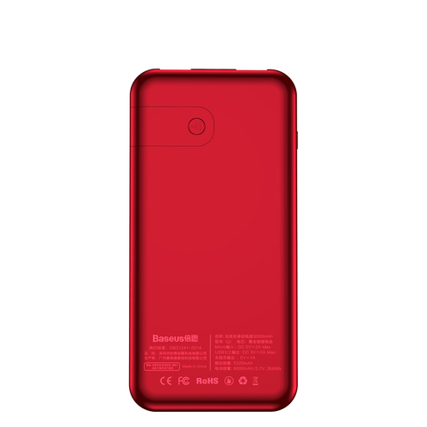 Портативное зарядное устройство Baseus full screen bracket wireless charge Power Bank 8000mAh red