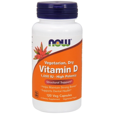 Now Foods, Витамин D, высокоактивный, 1000 МЕ, 120 растительных капсул