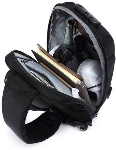 Картинка рюкзак однолямочный Ozuko 9223l black - 5