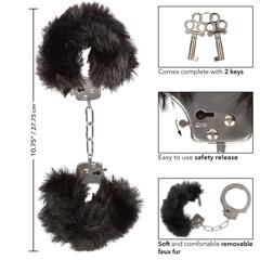 Металлические наручники с черным мехом Ultra Fluffy Furry Cuffs - 