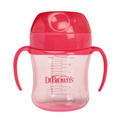 Чашка-непроливайка 180 мл, с мягким  носиком ручками и одкидывающейся крышкой 6+ мес,смешанные цвета (стандарт)