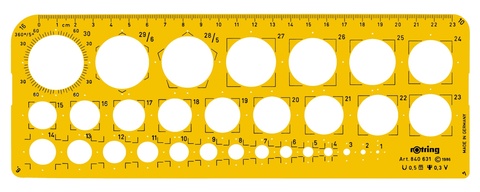 Шаблон чертежный Rotring пластик 255x96x1.6 mm желтый/прозрачный 1:1 (S0221621)