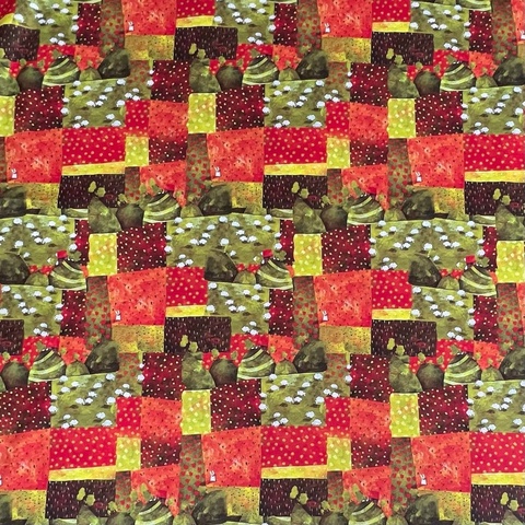 МАЛИНОВО-ЗЕЛЕНАЯ АБСТРАКЦИЯ - 100% хлопок