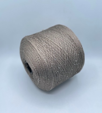 Бобинная пряжа (пр.Италия),Linette Pailletes, 450/100гр, 80% Лен, 20% Полиэстер(пайетка), цвет-Бронза+пайетка. арт.36736