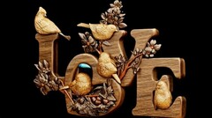 Силиконовый молд № 489 LOVE ( с птицами)