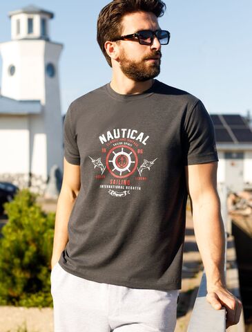 Футболка из премиального хлопка с авторским принтом  U49.045 (122043)