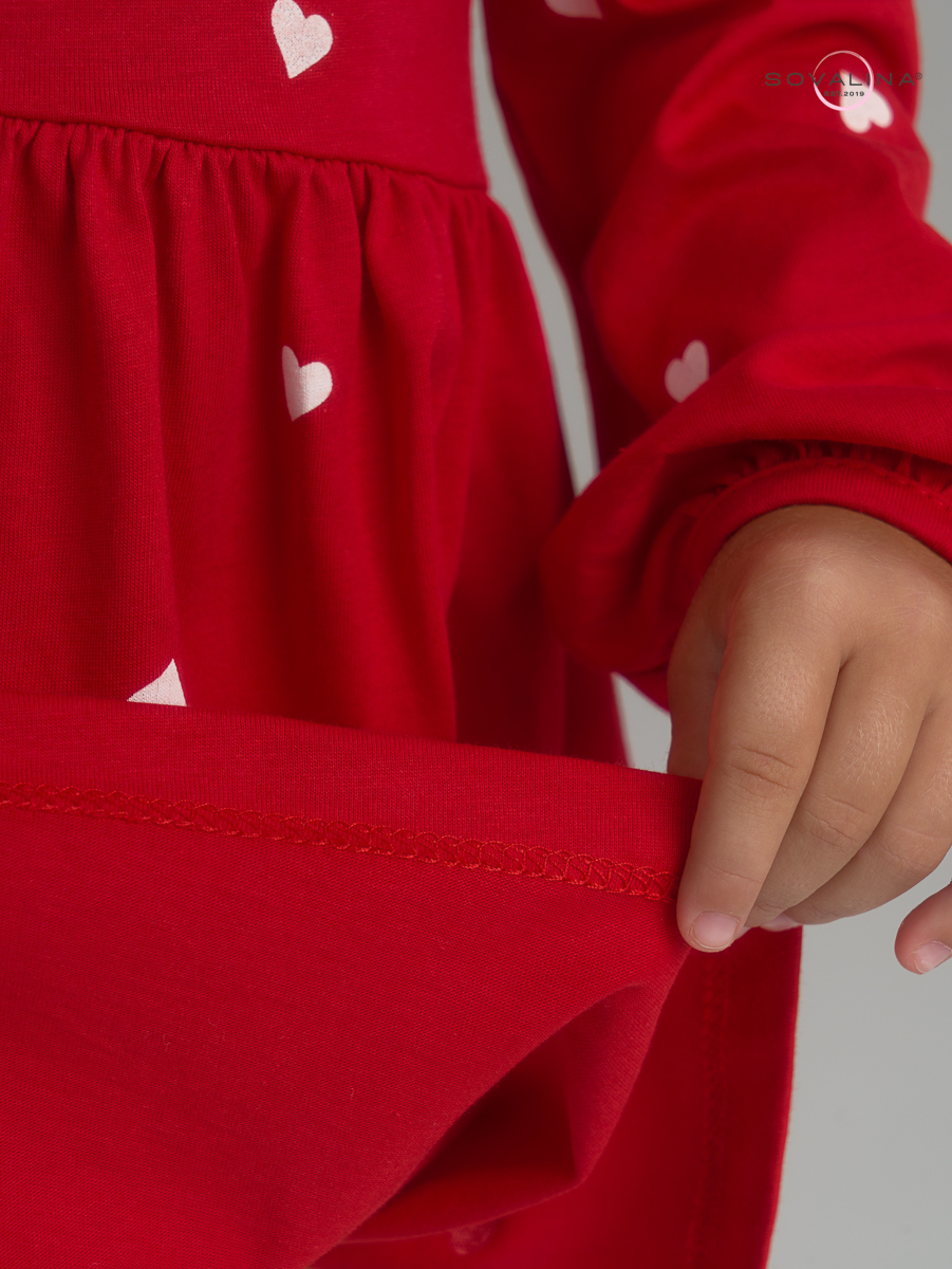 Платье Моана белые сердца на красном УЦЕНКА