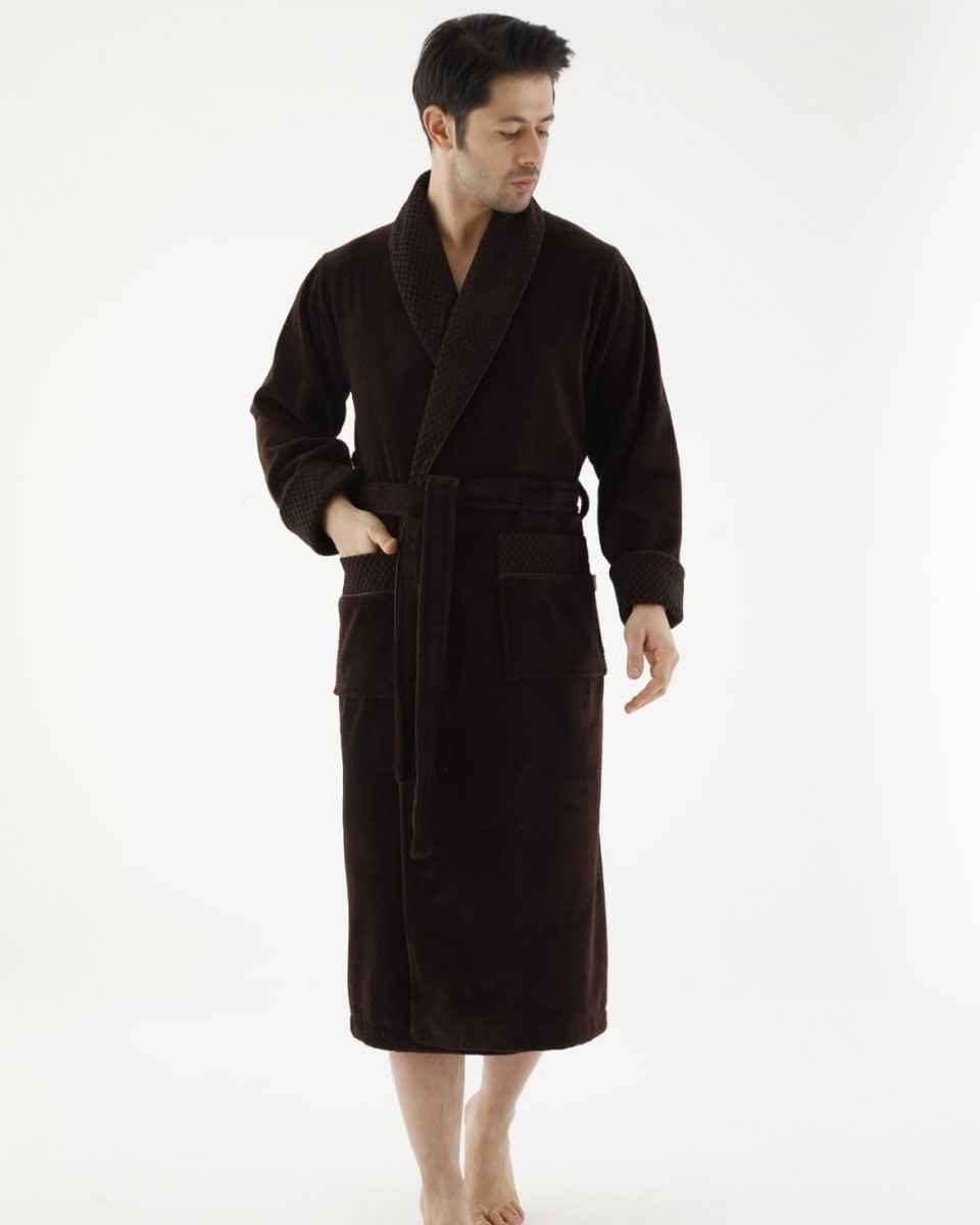 Махровые мужские халаты Халат мужской махровый 2965 коричневый Nusa 2965кор.jpg