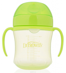 Чашка-непроливайка 180 мл, с мягким  носиком ручками и одкидывающейся крышкой 6+ мес,смешанные цвета (стандарт)