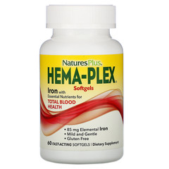 Nature's Plus, Hema-Plex, комплекс с железом, 60 капсул (сод. желатин)