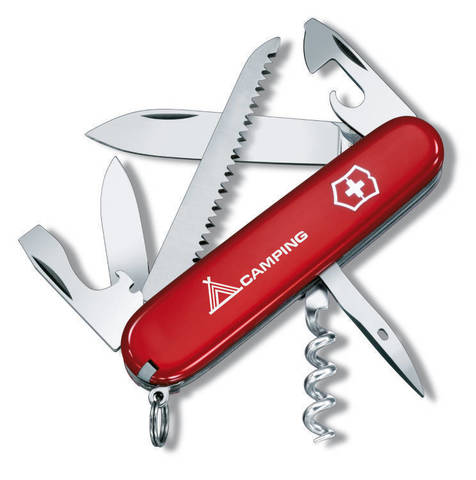 Нож Victorinox Camper, 91 мм, 13 функций, красный с логотипом 