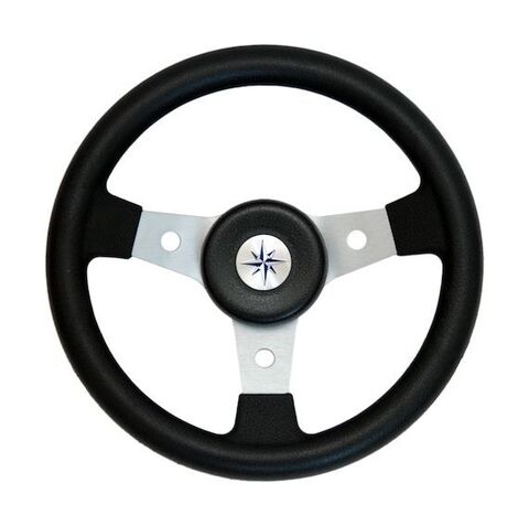Рулевое колесо DELFINO обод черный,спицы серебряные д. 310 мм