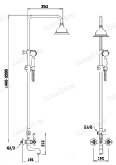 Душевая система GANZER GZ09061-D (25068-D) Бронза схема