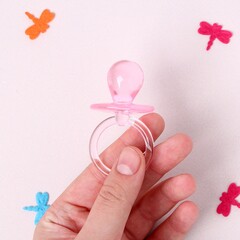 Украшение для торта «Пустышка», 6 см, цвет розовый 1 штука