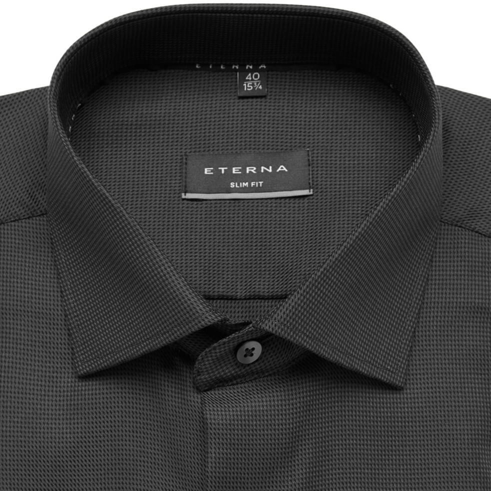 Сорочка мужская Eterna Slim Fit 3116-F159-38 чёрная из фактурной ткани