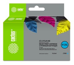 Картридж струйный Cactus CS-3YL81AE 912XL голубой (10.5мл) для HP OfficeJet 8012, 8014, 8015, 8017;OfficeJet Pro 8022, 8023, 8024, 8025 AIO