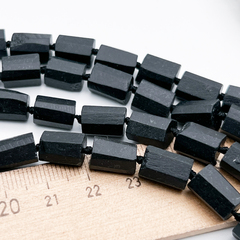 Шерл бусины (черный турмалин), размер около 10-11,5*7-8 мм, цена за набор 7 штук
