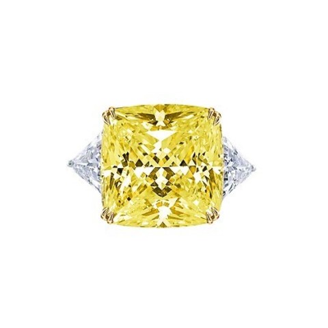 4850- Кольцо из серебра с желтым, цирконом огранки принцесса