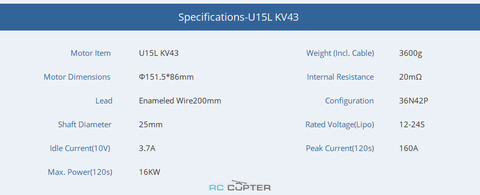 T-Motor U15 L KV43