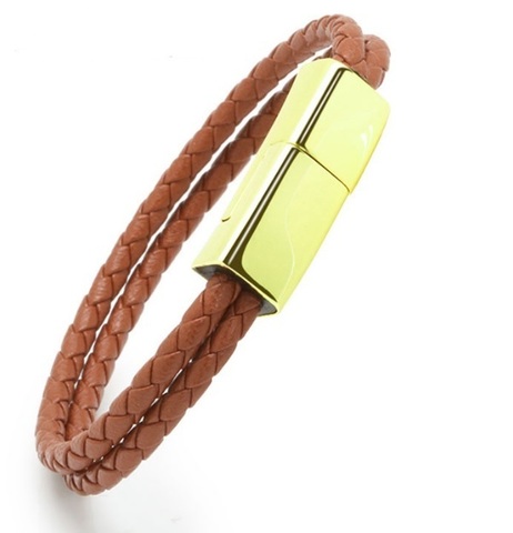 мужской кожаный USB браслет плетеный ремешок