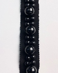 Тесьма с бусинами , цвет: чёрный, ширина 20 мм