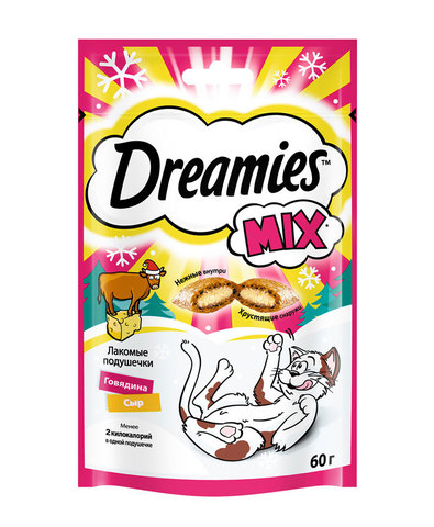 Dreamies лакомство для взрослых кошек с говядиной и сыром 60 г