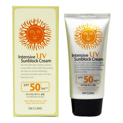 3W Clinic Intensive UV Sun Block Cream SPF50+/PA++ - Крем для лица солнцезащитный