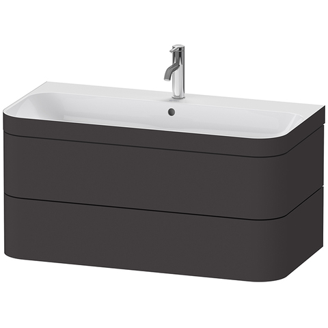 DURAVIT HAPPY D.2 PLUS Комплект мебели 975х490х468 мм, 2 ящ, с 1 отв для смес, в компл.с сиф и донным клап, раковина bi-color, цвет Графит супермат HP4638O8080