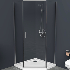 BelBagno UNO-195-P-1-80-C-Cr Душевой уголок пятиугольный с одной распашной дверью.  Стекло 5 мм в двери, 4 мм в неподвижных стенках, прозрачное, хром фото