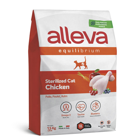 Сухой корм Alleva Equilibrium Sterilized с курицей для кастрированных кошек и котов 1,5кг(Аллева)