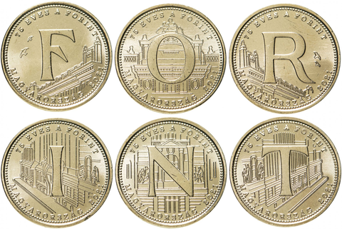 Набор из 6 монет 5 форинтов 2021 - 75 лет форинту Венгрия