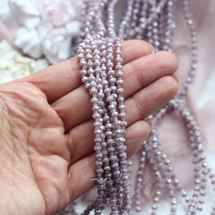 Хрусталь гранёный (стекло) рондель, фиолетовый 4*3 мм, нить 58 см, С055