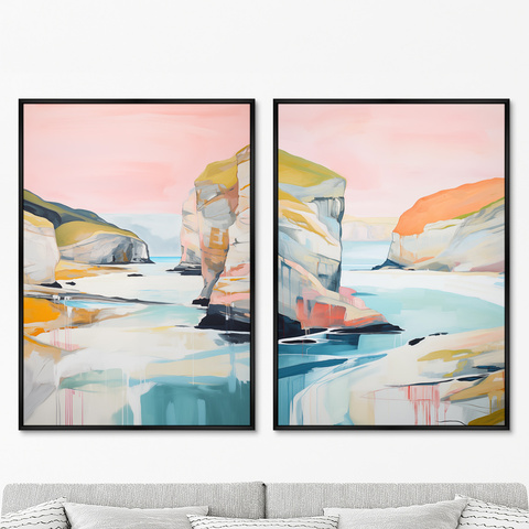 ArtNoMore - Набор из 2-х репродукций картин на холсте Landscape Collection, The sea flow, 2024г.