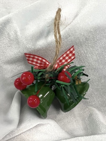 колокольчик с бантиком , металл, 7*4см , цвет зеленый