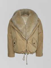 Куртка-парка на молнии с меховым воротником и кулиской внизу