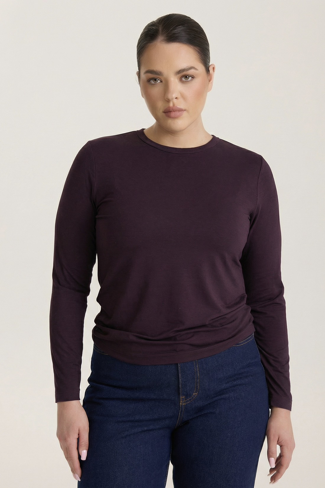 Лонгслив из трикотажа, инжир