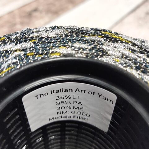 Лен (35%) с люрексом и шишибриками NODINO DI LINO 600 черный с серебром