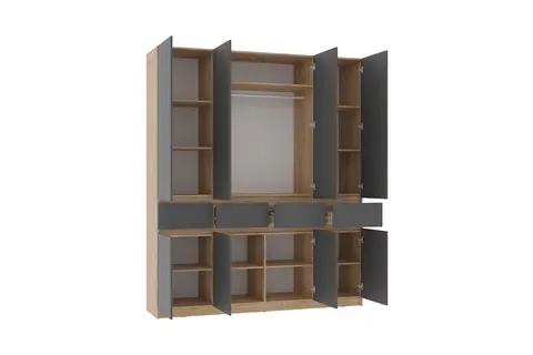 Шкаф 4-х створчатый Багира дуб крафт / графит