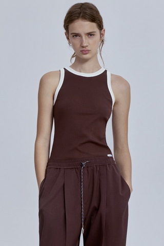 Топ из хлопковой рибаны с контрастной отделкой