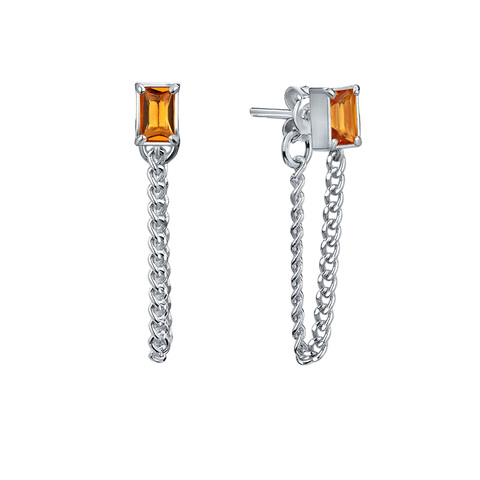 Гвоздики CRYSTAL CHAIN серебро с Цитрином